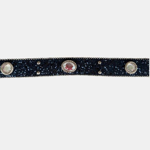 Elite Fresno CA Navy Glitter Leather Western Rhinestone Concho Belt BNWT Sz S main image 6